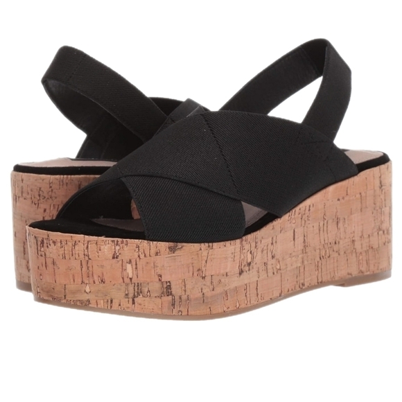 Steven Steve Madden Caly Black Sandal Cork Wedge Bottom Open Toe Black 9.5 NEW - Picture 5 of 15